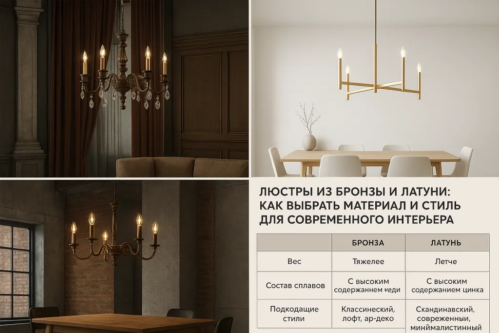 Люстры из бронзы и латуни: как выбрать материал и стиль для современного интерьера