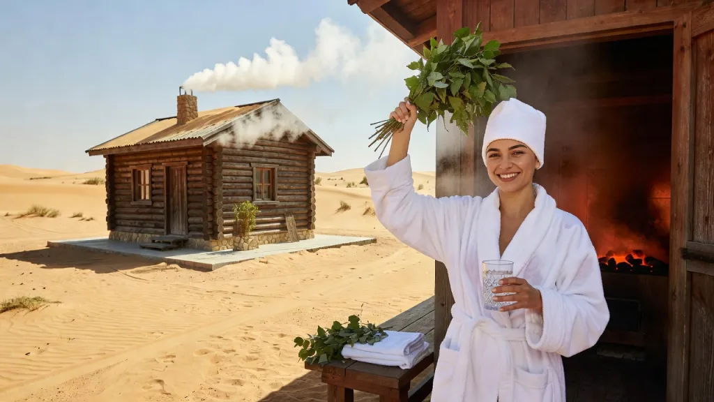 Инстасамка парится в Дубае. Русская баня посреди пустыни!